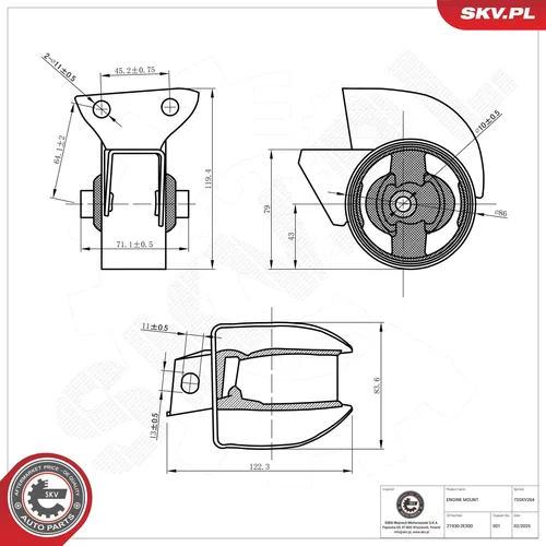Uloženie motora ESEN SKV 75SKV264