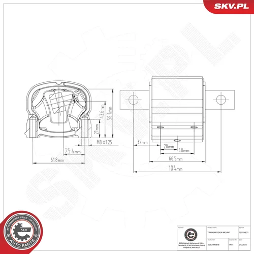 Uloženie automatickej prevodovky ESEN SKV 75SKV831