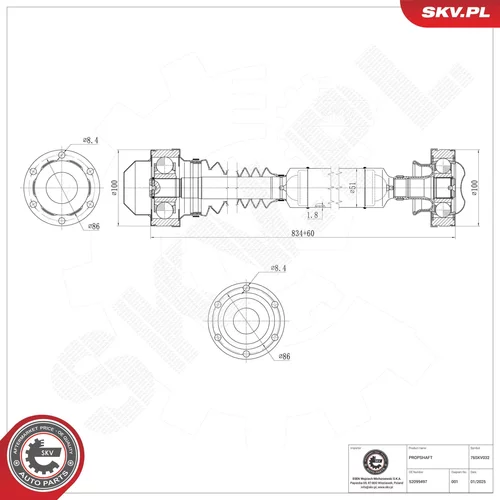 Hnací hriadeľ 76SKV032 (ESEN SKV) - obr. 1