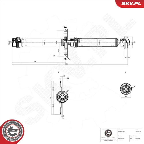 Hnací hriadeľ ESEN SKV 76SKV110