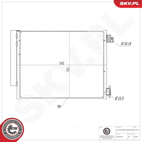 Kondenzátor klimatizácie ESEN SKV 86SKV010