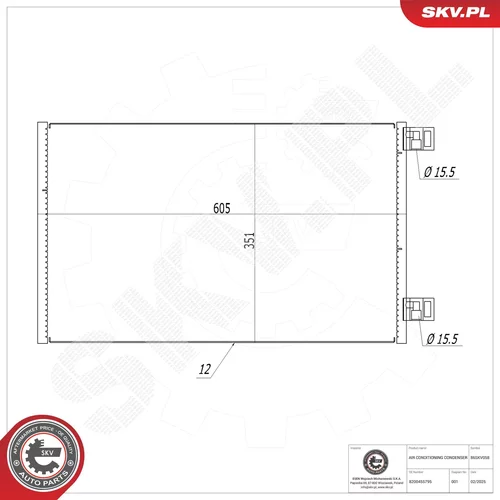 Kondenzátor klimatizácie ESEN SKV 86SKV058