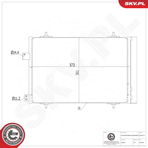 Kondenzátor klimatizácie ESEN SKV 86SKV161