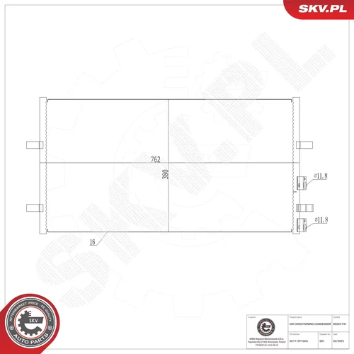 Kondenzátor klimatizácie ESEN SKV 86SKV191