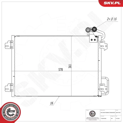 Kondenzátor klimatizácie ESEN SKV 86SKV208