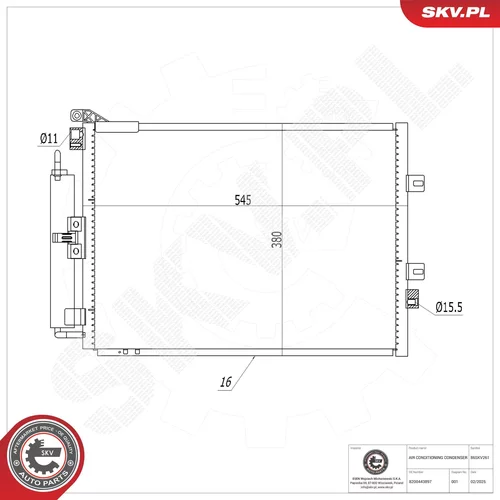 Kondenzátor klimatizácie ESEN SKV 86SKV261