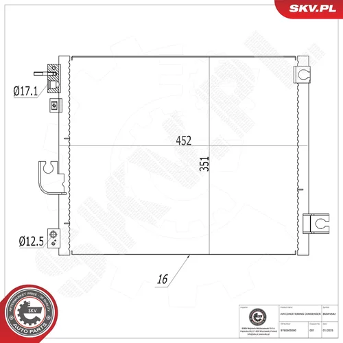Kondenzátor klimatizácie ESEN SKV 86SKV542