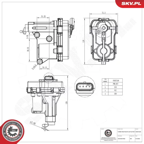 Ventil regulácie plniaceho tlaku ESEN SKV 95SKV520