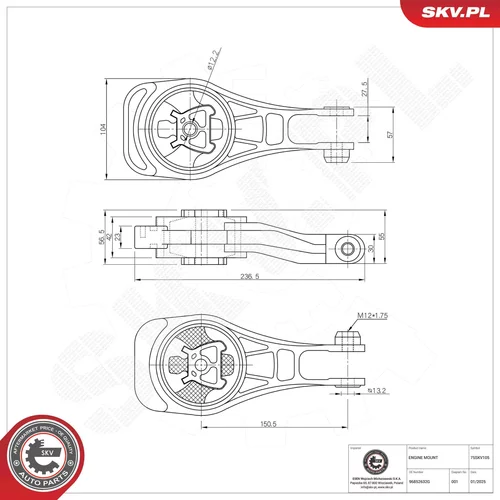 Uloženie motora 75SKV105 (ESEN SKV) - obr. 3