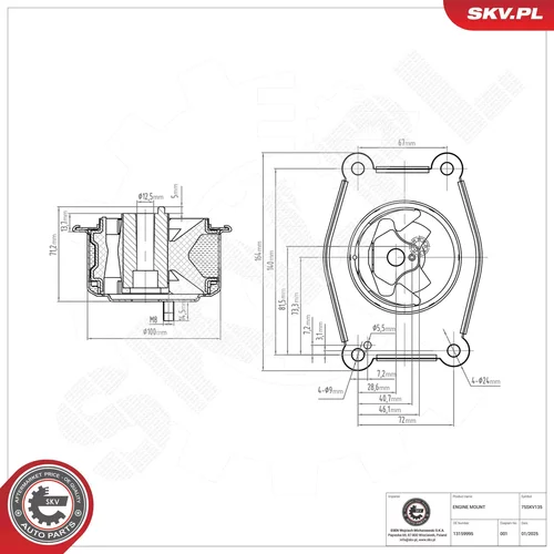 Uloženie motora 75SKV135 (ESEN SKV) - obr. 4