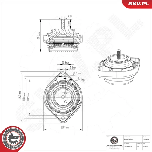 Uloženie motora ESEN SKV 75SKV154