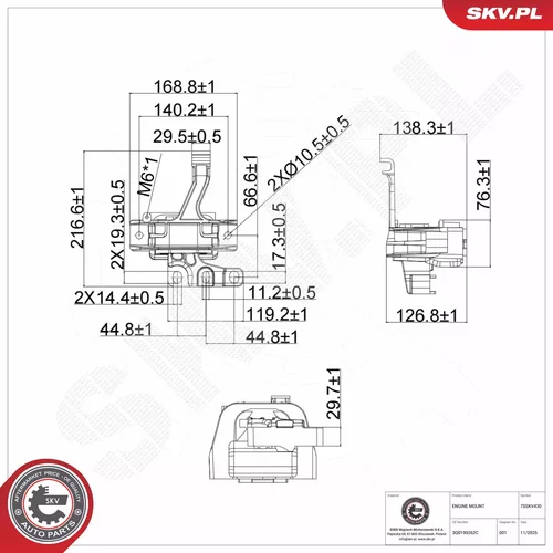 Uloženie motora 75SKV430 (ESEN SKV) - obr. 6