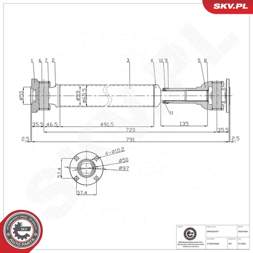 Hnací hriadeľ ESEN SKV 76SKV004