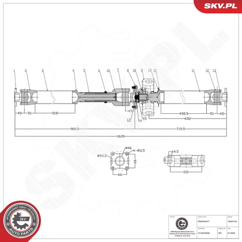 Hnací hriadeľ ESEN SKV 76SKV135