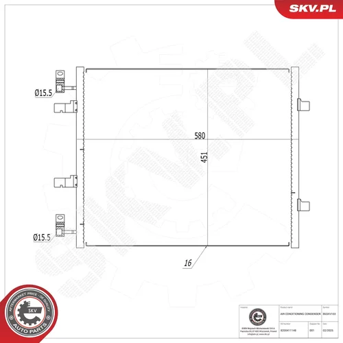 Kondenzátor klimatizácie ESEN SKV 86SKV103