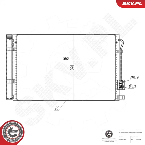 Kondenzátor klimatizácie ESEN SKV 86SKV200