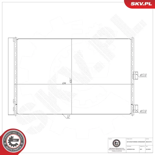 Kondenzátor klimatizácie ESEN SKV 86SKV472