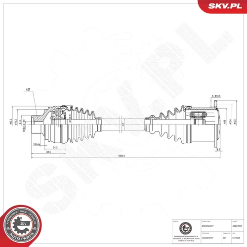 Hnací hriadeľ ESEN SKV 40SKV023