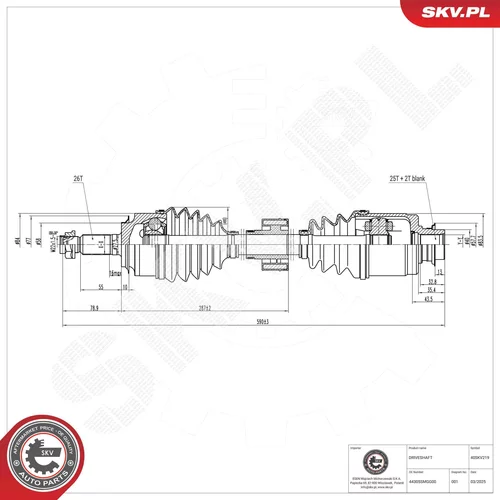 Hnací hriadeľ ESEN SKV 40SKV219