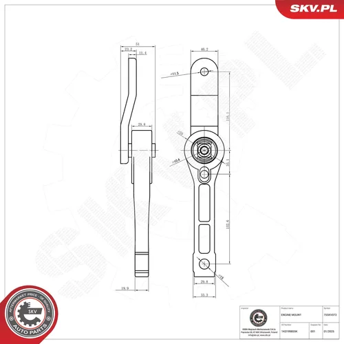 Uloženie motora ESEN SKV 75SKV072