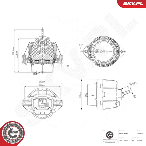 Uloženie motora ESEN SKV 75SKV153