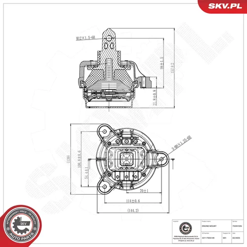Uloženie motora 75SKV326 (ESEN SKV) - obr. 3