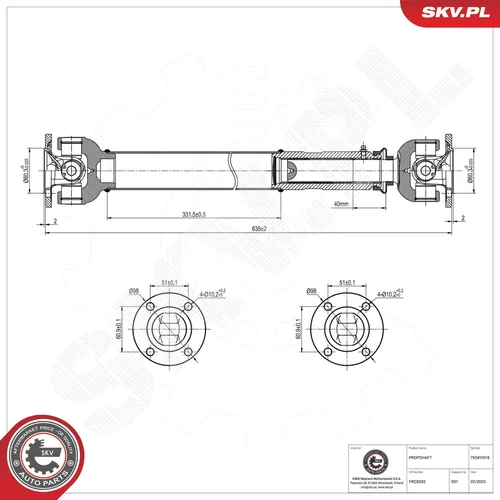 Hnací hriadeľ 76SKV018 (ESEN SKV) - obr. 1
