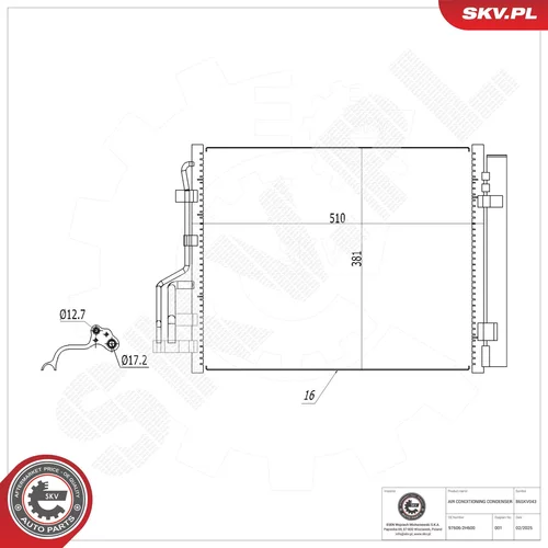 Kondenzátor klimatizácie ESEN SKV 86SKV043