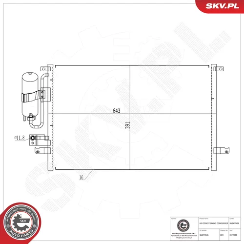 Kondenzátor klimatizácie ESEN SKV 86SKV609
