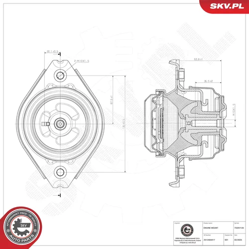 Uloženie motora ESEN SKV 75SKV120