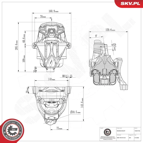 Uloženie motora ESEN SKV 75SKV185