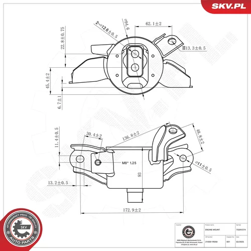 Uloženie motora ESEN SKV 75SKV274
