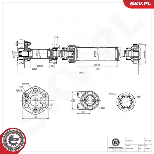 Hnací hriadeľ 76SKV039 (ESEN SKV) - obr. 1