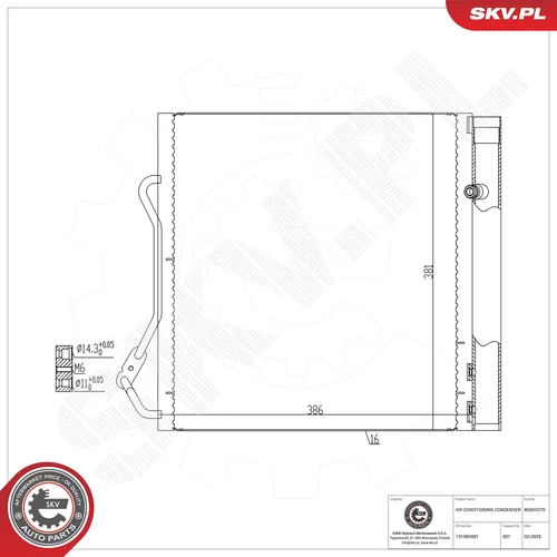 Kondenzátor klimatizácie ESEN SKV 86SKV270