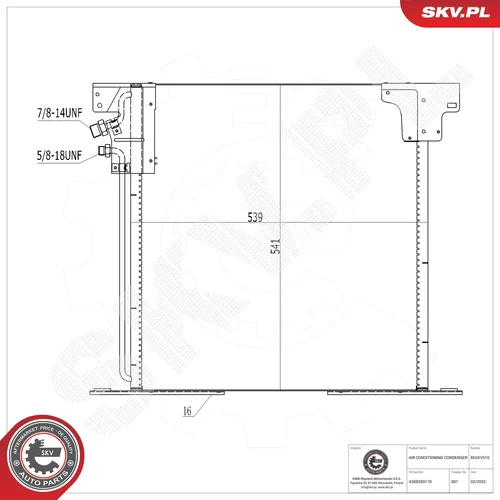 Kondenzátor klimatizácie ESEN SKV 86SKV510