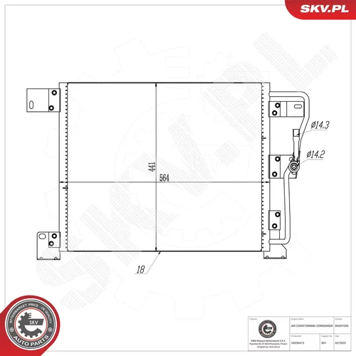 Kondenzátor klimatizácie ESEN SKV 86SKV556