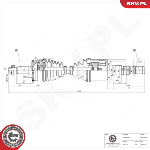 Hnací hriadeľ ESEN SKV 40SKV268