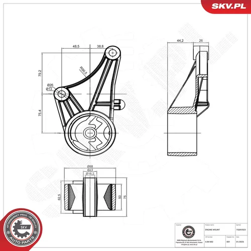 Uloženie motora 75SKV023 (ESEN SKV) - obr. 3