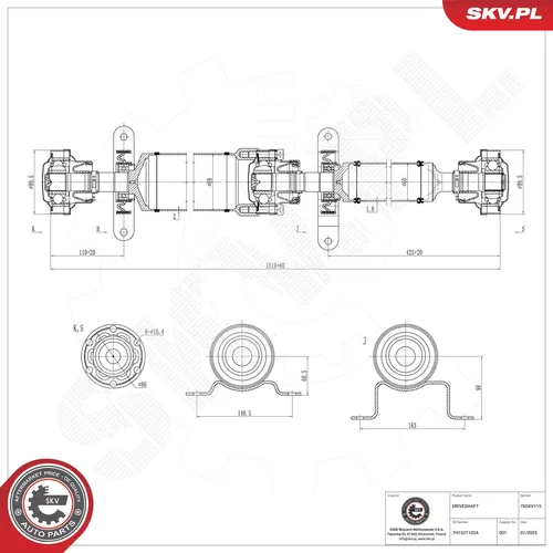 Hnací hriadeľ ESEN SKV 76SKV115