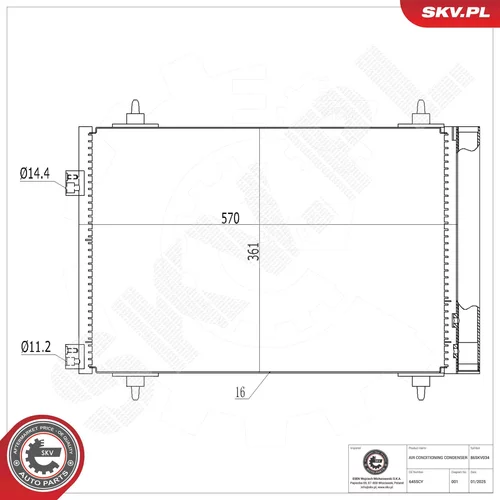 Kondenzátor klimatizácie 86SKV034 (ESEN SKV) - obr. 5