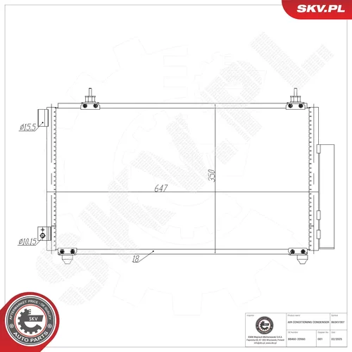 Kondenzátor klimatizácie ESEN SKV 86SKV307
