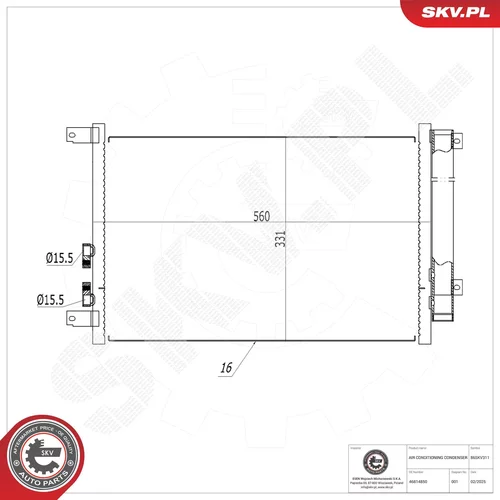 Kondenzátor klimatizácie ESEN SKV 86SKV311