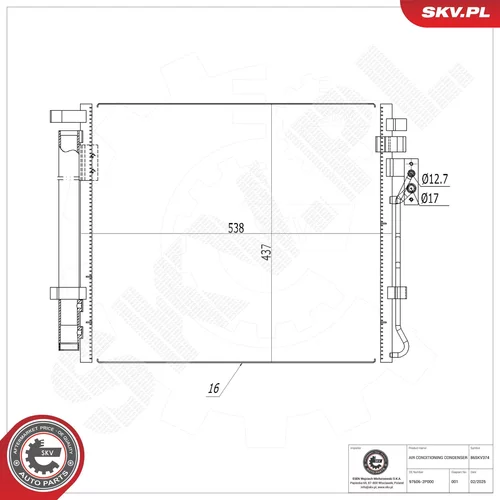 Kondenzátor klimatizácie ESEN SKV 86SKV374