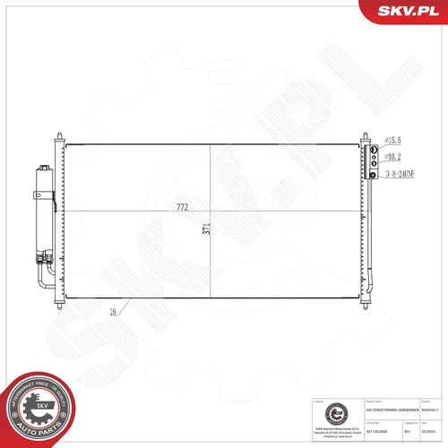 Kondenzátor klimatizácie ESEN SKV 86SKV617