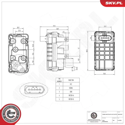 Ventil regulácie plniaceho tlaku ESEN SKV 95SKV501