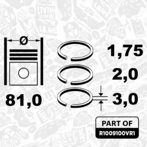 Sada piestnych krúžkov R1009100VR1 (ET ENGINETEAM) - obr. 3