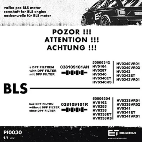 Sada vačkového hriadeľa HV0338KS (ET ENGINETEAM) - obr. 2