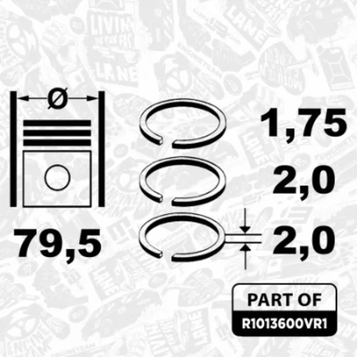 Sada piestnych krúžkov R1013600VR1 (ET ENGINETEAM) - obr. 3