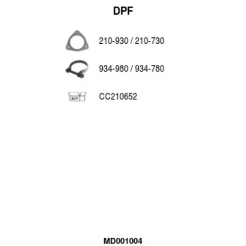 Filter sadzí/pevných častíc výfukového systému FA1 MD001004