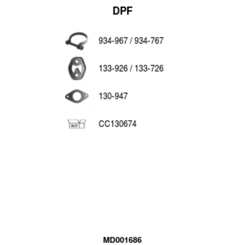 Filter sadzí/pevných častíc výfukového systému FA1 MD001686
